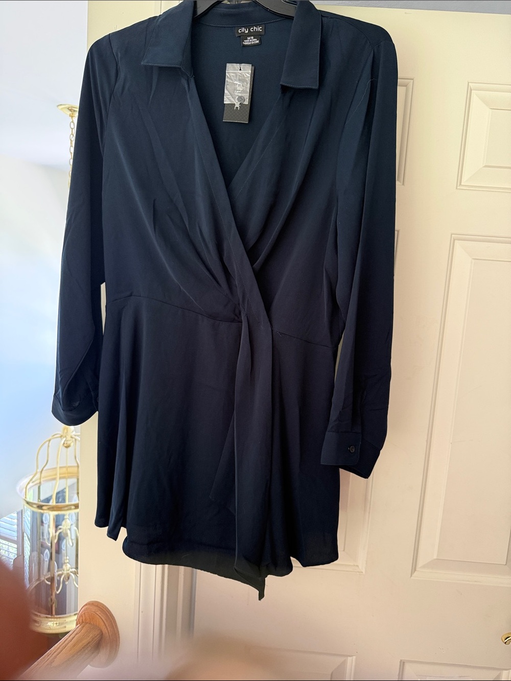 City Chic Navy Wrap-Style tunic top